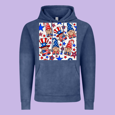 4th Of July Patriotic Gnome Seamless Pattern Vintage Hoodie Designed By Bundleandbundleshop