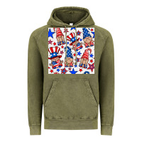 Vintage Olive 4th of july patriotic gnome seamless pattern Vintage Hoodie - BundleAndBundleShop