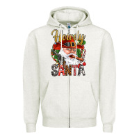 Oatmeal Heather Howdy Santa Zipper Hoodie - BundleAndBundleShop