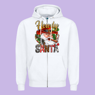 Howdy Santa Zipper Hoodie Designed By Bundleandbundleshop
