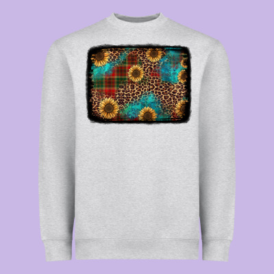 Christmas Sunflowers And Buffalo Plaid Background Heavyweight Sweatshirt Designed By Jasminsmagicworld