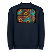 Navy christmas sunflowers and buffalo plaid background Heavyweight Sweatshirt - Jasminsmagicworld