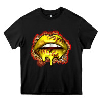 Black softball lips Heavy Core Tee - Zillion Design Studio