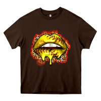 Chocolate Brown softball lips Heavy Core Tee - Zillion Design Studio