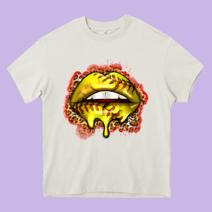 Softball Lips Heavy Core Tee Designed By Zillion Design Studio