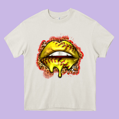 Softball Lips Heavy Core Tee Designed By Zillion Design Studio