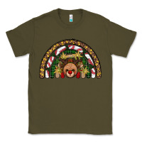 Army Green reindeer rainbow christmas Classic Tee - AdoDesignShop