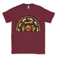 Burgundy reindeer rainbow christmas Classic Tee - AdoDesignShop