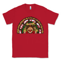 Red reindeer rainbow christmas Classic Tee - AdoDesignShop