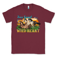 Burgundy free spirit wild heart 3 horses Classic Tee - LillyAllenDesigns