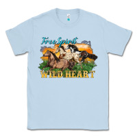 Dusty Blue free spirit wild heart 3 horses Classic Tee - LillyAllenDesigns