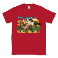 Red free spirit wild heart 3 horses Classic Tee - LillyAllenDesigns