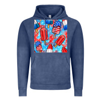 Vintage Denim 4th of july popsicle seamless pattern Vintage Hoodie - BundleAndBundleShop