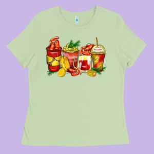 Crawfish Coffee Cups Ladies Tee Designed By Zillion Design Studio