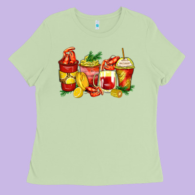 Crawfish Coffee Cups Ladies Tee Designed By Zillion Design Studio