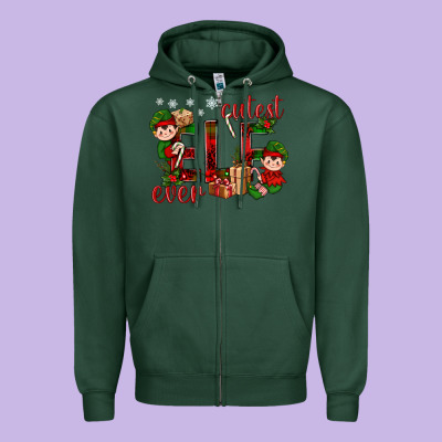 Cutest Elf Ever Christmas Zipper Hoodie Designed By Bundleandbundleshop