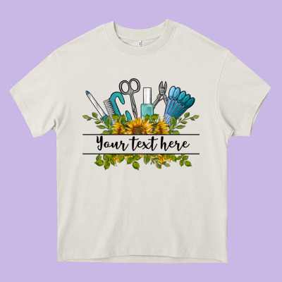 Customize Nail Tools With Sunflower Preview Heavy Core Tee Designed By Barkaloodesign