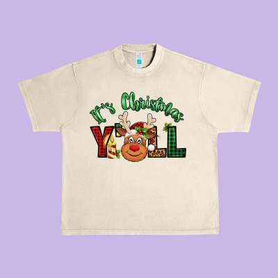 It's Christmas Y'all Reindeer Urban Heavy Tee Designed By Jasminsmagicworld
