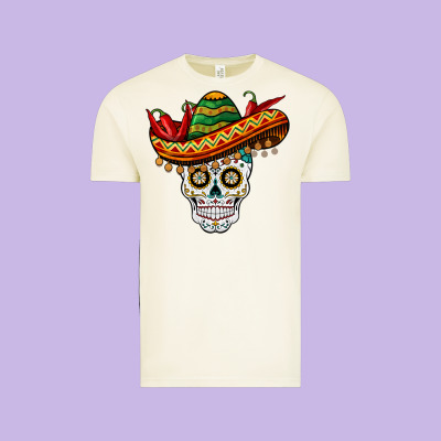 Cinco De Mayo Sombrero Skull Vintage Tee Designed By Barkaloodesign