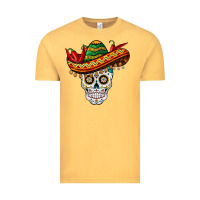 Vintage Mustard cinco de mayo sombrero skull Vintage Tee - BarkalooDesign