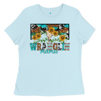 Baby Blue wranglin mama Ladies Tee - texasbilliewilder