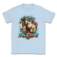 Dusty Blue free spirit mustang horse Classic Tee - LillyAllenDesigns