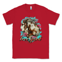 Red free spirit mustang horse Classic Tee - LillyAllenDesigns