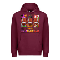 Burgundy happy hallothanksmas football Premium Hoodie - texasbilliewilder