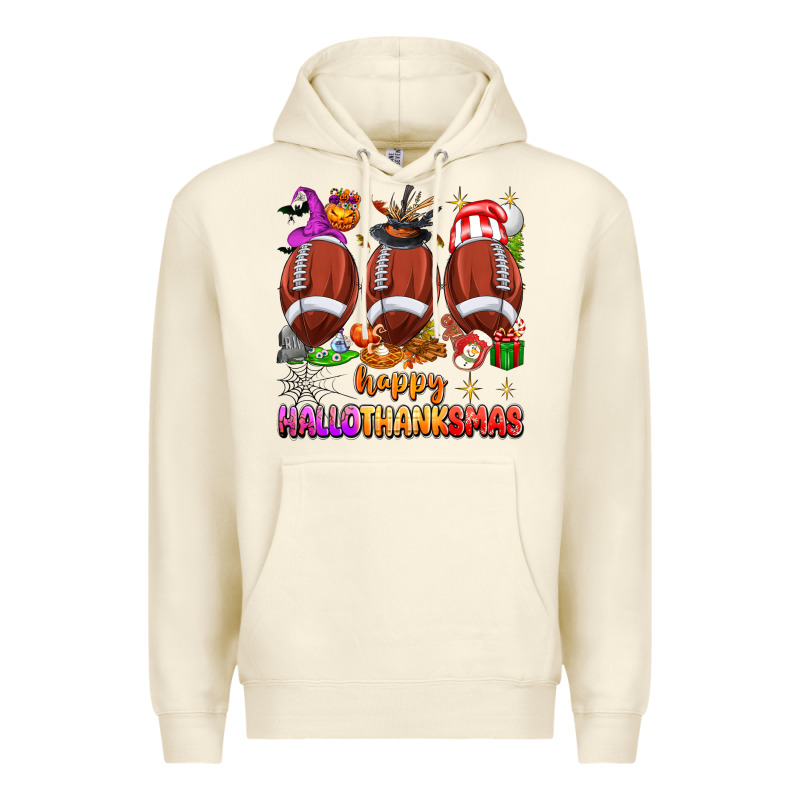 Happy Hallothanksmas Football Premium Hoodie by texasbilliewilder | Teevron