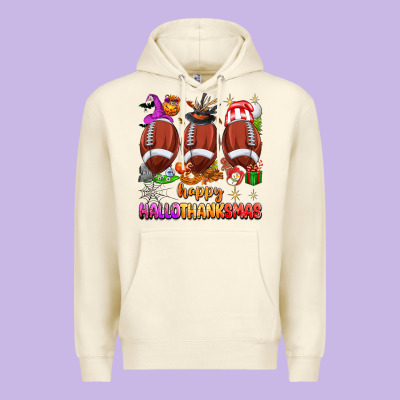 Happy Hallothanksmas Football Premium Hoodie Designed By Texasbilliewilder