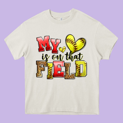 My Heart Is On That Field Softball Heavy Core Tee Designed By Zillion Design Studio