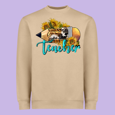 Western Teacher Pencil Heavyweight Sweatshirt Designed By Lillyallendesigns