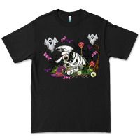 Black halloween cow and ghosts Premium Tee - AdoDesignShop