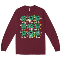 Burgundy teacher st patrick day clovers Long Sleeve Tee - MaliasSmallBusiness