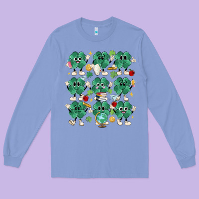 Teacher St Patrick Day Clovers Long Sleeve Tee Designed By Maliassmallbusiness