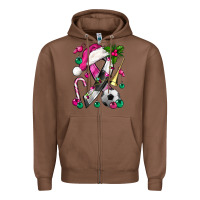 Chestnut Pink Christmas Breast Cancer Ribbon Soccer Zipper Hoodie - BundleAndBundleShop