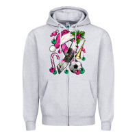 Heather Grey Pink Christmas Breast Cancer Ribbon Soccer Zipper Hoodie - BundleAndBundleShop
