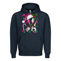 Navy Pink Christmas Breast Cancer Ribbon Soccer Zipper Hoodie - BundleAndBundleShop