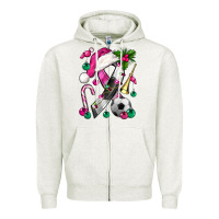 Oatmeal Heather Pink Christmas Breast Cancer Ribbon Soccer Zipper Hoodie - BundleAndBundleShop