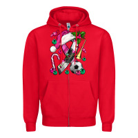 Red Pink Christmas Breast Cancer Ribbon Soccer Zipper Hoodie - BundleAndBundleShop