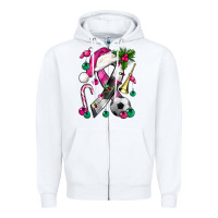 White Pink Christmas Breast Cancer Ribbon Soccer Zipper Hoodie - BundleAndBundleShop