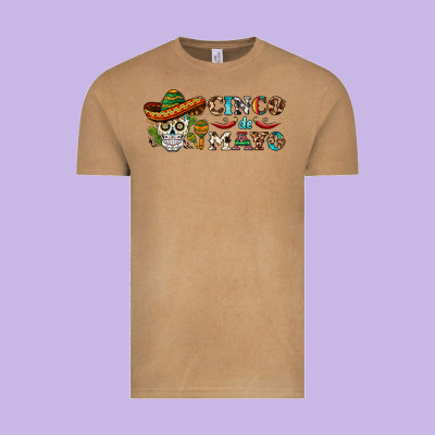 Cinco De Mayo Skull Vintage Tee Designed By Barkaloodesign