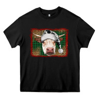 Black christmas cow with background Heavy Core Tee - RanaPortraitStore