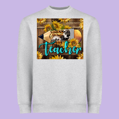 Western Teacher Pencil With Sunflowers Heavyweight Sweatshirt Designed By Lillyallendesigns