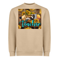 Mushroom Western Teacher Pencil With Sunflowers Heavyweight Sweatshirt - LillyAllenDesigns