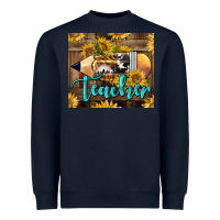 Navy Western Teacher Pencil With Sunflowers Heavyweight Sweatshirt - LillyAllenDesigns
