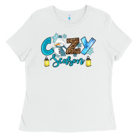 White cozy season winter Ladies Tee - RanaPortraitStore