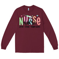 Burgundy coffee scrubs rubber gloves nurse Long Sleeve Tee - MaliasSmallBusiness