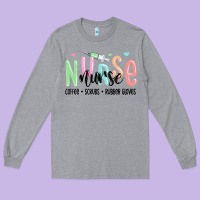 Coffee Scrubs Rubber Gloves Nurse Long Sleeve Tee Designed By Maliassmallbusiness