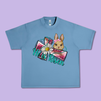 He Is Risen Cross Rabbit Urban Heavy Tee Designed By Barkaloodesign